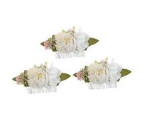 VALICLUD 3 Pièces Accessoires de cheveux de la Saint-Valentin peignes décoré style peigne coiffant épingles Barrettes de cheveux de fleurs peigne à cheveux de mariée Tissu de soie blanche