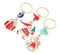 VALICLUD 3 Pièces Anneaux de cheveux tressés de Noël cloche de noel breloques de Noël miniatures charmes du père noël charme de voiture de noël charme de bas de noël charmes noël alliage
