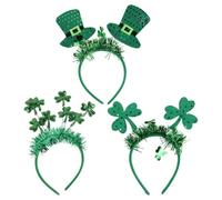 VALICLUD 3 Pièces Bandeau Saint Patrick Femme Trèfle Vert, Tinsel Festif | Polyester Floqué, Lot de Trois Modèles, pour Parades et Sorties Décontractées, Thème Irlandais
