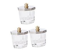 VALICLUD 3 pièces Bol Verre Octogonal avec Couvercle Inox pour Liquide et Poudre Acrylique Ongulaire Récipient et Facile à Nettoyer pour Manucure Professionnelle