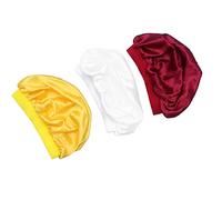 VALICLUD 3 Pièces Bonnet De Nuit Élastique Pour Garçon Fille Couvre-chef Rond Lot De Bonnets De Soin Cheveux Jaune Blanc Rouge Foncé