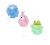 VALICLUD 3 pièces Boule de Garçon Fille Maille Exfoliante Animaux Mignons Éponge de Bain Lavable pour Peau Douce et Nettoyage Corporel