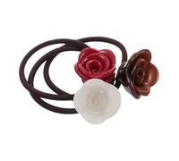 VALICLUD 3 Pièces Flower Hair Ties Elastic Hair Bands With Rose Charm No Damage Stretchy Ponytail Holders For Women Stylish For Wedding Beach