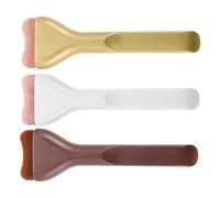 VALICLUD 3 Pièces Lot de 3 Pinceaux à Fond de Teint Liquide Ultra-Fins, Pinceaux Plats Estompeurs en Nylon Doux, Format Large Langue, Couleurs Café Beige Doré, pour Maquillage Précis Visage