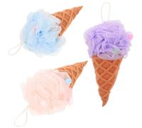 VALICLUD 3 pièces Lot de Boules Éponge de Bain Forme de Crème Glacée Exfoliantes et Douces Mousse Dense pour Couleurs Assorties Bleu et Rose Nettoyage et Soin Peau