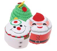VALICLUD 3 Pièces Lot de Serviettes Coton Modèle Gâteau de Motifs Bonhomme Sapin Essuie Mains Doux pour Salle de Bain et Cadeau Décoratif