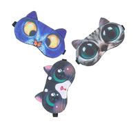 VALICLUD 3 Pièces Masque oculaire d'animaux de dessin animé masque de sommeil chat nuit sommeil des yeux œil Couverture dormir les yeux bandés visière de sommeil de voyage Velours Tao Li