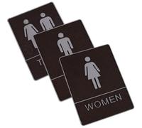VALICLUD 3 Pièces Plaque D'identification des Toilettes en Acrylique Noir, Panneau des Toilettes pour Femmes et Hommes, Signalétique de Porte Réutilisable pour Surface Lisse et Sèche,