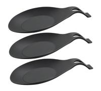 VALICLUD 3 pièces Repose-cuillère Silicone Noir Résistant Chaleur avec Crochet Suspendu Support Ustensiles Stable pour Cuisine et Table Anti-roulement et Facile à Nettoyer