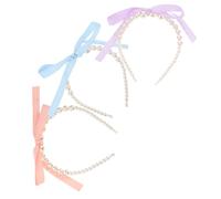 VALICLUD 3 Pièces Ribbon Bow Hairbands With Pearl Accents Lightweight Fashion Headbands For Women And Stylish Accessories For Daily Wear And Special Occasions