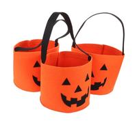 VALICLUD 3 Pièces Sacs à Bonbons Halloween Feutre Réutilisables Seaux Citrouille avec Poignée pour Garçon Fille Fête et Trick Treat