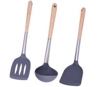 VALICLUD 3 pièces Set Ustensiles Cuisine Silicone Résistant Chaleur Spatule Louche Passoire Rayures pour Maison et Restaurant