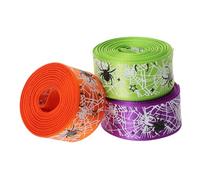 VALICLUD 3 rouleaux Ruban Halloween avec Motif Toile Araignée Rubans Décoratifs Polyester Résistants Décoloration Orange Vert pour Bricolage Cadeau et Décoration de Fête