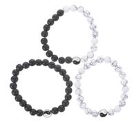 VALICLUD 3pièces Bracelet Fil Noir Et Blanc Avec Motif Feng Shui Bijou Chance Extensible Pour Hommes Et Femmes Kit De Bracelets De Perles Chinoises Traditionnels