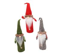 VALICLUD 3pièces Housse de Bouteille de Vin GNOME de Noël Lot de Cache-Bouteilles Décoratifs Forme de GNOME avec Cordon de Serrage pour Décoration de Noël et Cadeau