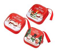 VALICLUD 3pièces Mini Porte-Monnaie de Noël Pochette Zippée pour Petit Porte-Monnaie Carré Décoration à Suspendre Cadeau de Noël