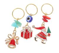VALICLUD 3pièces Ornements De Cheveux De Noël Clips à Dreadlocks Avec Santa Claus Cloches Et Boîtes Charms Alliage Émaillé Pour Bijoux De Fête Et Décorations De Noël