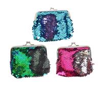 VALICLUD 3pièces Pochette à Sequins Mode Sirène Mini Portefeuille pour pour Cartes Et Petits Objets