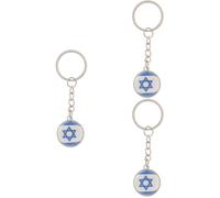 VALICLUD 3pièces Porte-clés Verre à Double Face Avec Drapeau Israël Bijou Patriotique Pour Clés Et Accessoire Décoratif Unique