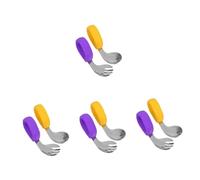 VALICLUD 4 Ensembles Ensemble de cuillère à fourche du coude mignon fourchette et cuillère pour tout-petits sevrage vaisselle cuillère coudée cuillère coudée pour patients