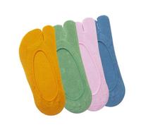 VALICLUD 4 paires Chaussettes Filles Deux Orteils Confortables été Socquettes Basses Invisibles Pack Couleurs Pastel Jaune Vert