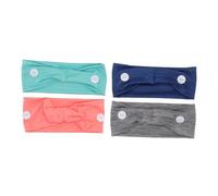 VALICLUD 4 Pièces Bandeau Élastique avec Boutons Lot de Têtes Turban et Filles des Oreilles pour Sport Yoga Port de Masque Vert Menthe Gris Bleu Marine Rouge