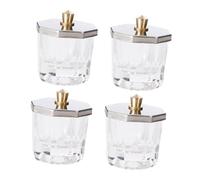 VALICLUD 4 pièces Bol à Ongles Octogonal Cristal avec Couvercle Inox pour Mélange Liquide Poudre et Nail Art Outil Manucure Professionnel et Maison Facile à Nettoyer et Anti-débordement