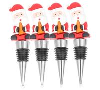 VALICLUD 4 pièces Bouchons de Bouteille de Réutilisables Bouchon Liège Décoratif Étanche pour Préserver la Fraîcheur Accessoire Bar pour Fête Xmas et Mariage
