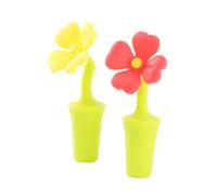 VALICLUD 4 pièces Bouchons de Bouteille de Vin en Silicone Motif Fleurs Lot Coloré Étanchéité Hermétique Réutilisable pour Bar Fête et Dégustation Rouges et Jaunes