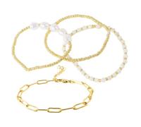VALICLUD 4 pièces Bracelets Perles et Cristaux Dorés pour Femmes Ensemble de Ajustables et Confortables Accessoires Mode pour Toutes Occasions