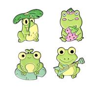 VALICLUD 4 pièces Broches Grenouille Créatives Alliage Lot de Badges Décoratifs Colorés pour Vêtements Sacs et Chapeaux Accessoires Mode Adorables et Polyvalents