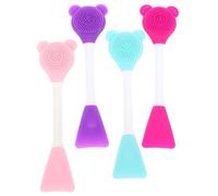 VALICLUD 4 pièces Brosse Silicone Double-embout pour Visage Nettoyant Pores et Applicateur Masque Brosse Faciale Multifonctionnelle pour Soins Peau Massage Doux et Application Uniforme