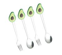 VALICLUD 4 pièces Coffret de Acier Inoxydable avec Cuillère et Fourchette Forme de Fruits Ustensiles de Table pour Déguster des Fruits et Desserts