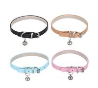 VALICLUD 4 Pièces Collier Réglable et Souple en Cuir Pu pour Chiot avec Clochette pour Balades et Entraînements de Petits Chiens