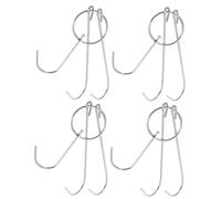 VALICLUD 4 pièces Crochets Acier Inoxydable pour Barbecue Lot de Crochets Doubles Robustes pour Suspendre Viandes et Volailles Adaptés pour Fumer Griller et Rôtir Design Compact