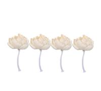 VALICLUD 4 Pièces Fleur Diffuseur de Parfum Pivoine Décorative Blanche | Pétales Superposés, Tige en Coton, pour Maison et Étagères, Design Réaliste