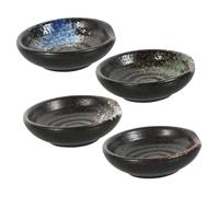 VALICLUD 4 pièces Lot de Coupelles à Sauce Céramique Japonaise Petites Assiettes et pour Apéritifs Service à et Restauration Style Bleu Vert et Noir