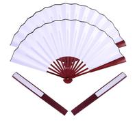 VALICLUD 4 Pièces Lot de Éventails Pliables à Main Soie Blanche et Bambou Éventails Portables Légers et Compacts pour Danse Mariage Décoration DIY et Usage Quotidien