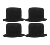VALICLUD 4 Pièces Mini Chapeau Haut-de-forme Noir en Tissu 9 Cm pour Poupée et Animal de Compagnie, Design Compact et Style Rétro, Accessoire pour Déguisement et Photo