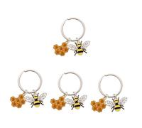 VALICLUD 4 Pièces Porte-clés Pendentif En Nid D'abeille Pendentif Porte-clés Abeille Adorable Trousseau De Nouveauté Décoration D'abeille Accessoire Porte-clés Charmes De Porte-clés Alliage