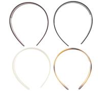 VALICLUD 4 Pièces Serre-tête Rayé Rétro Bandeau Étroit Flexible Résine Lot pour Femmes Cheveux Épais Style Vintage Minimaliste Rouge Foncé Noir Crème Écaille