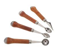 VALICLUD 4 Pièces Set de Outils pour Fruits Acier Inoxydable et Bois Cuillères à Boule de Melon Cat S Paw Scoops Polyvalents pour Glace Dessert Sculpture et Cuisine