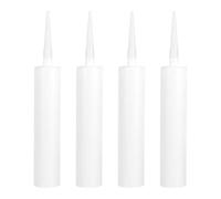 VALICLUD 4 Pièces Tube de Calfeutrage Rechargeable Blanc en Plastique, | Cartouche Vide Réutilisable, Légère et Portable, Embout Conique, pour Époxy et Joint, à Remplir