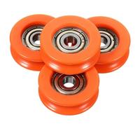 VALICLUD 4 Poulies de Porte Coulissante en Nylon Palier, Roulement à Billes, Gorge en U, Taille 5 * 25 * 9 Mm, Couleur Orange, Ensemble de 4 Pièces pour Fenêtres et Tiroirs Coulissants