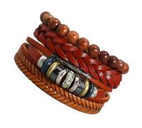VALICLUD 4Pièces Bracelet Cuir pour Hommes Lot de Bracelets Ajustables Style Vintage et Décontracté Parfait pour Toutes Occasions