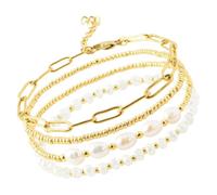 VALICLUD 4pièces Bracelets Empilables Perles Et Maillons Pour Femme Set De Bijoux Et Épurés Ajustables à Toutes