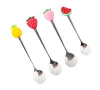 VALICLUD 4Pièces Cuillères à Glace Acier Inoxydable Lot de Spoons Colorés pour Cocktails Café Desserts Design Élégant