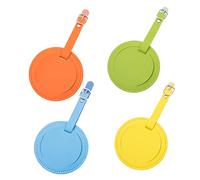 VALICLUD 4pièces Étiquettes De Bagage Cuir Rond De Étiquettes Colorées Jaune Bleu Vert Orange Pour Valises Et à Pratiques Et Faciles à Identifier