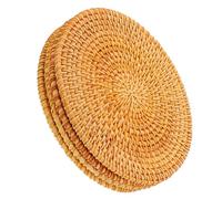 VALICLUD 4pièces Lot Table Rotin Tressé Résistants Chaleur Style Bohème pour Dessous de Plat