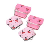 VALICLUD 4pièces Petite Pochette à Monnaie Similicuir avec Motif Cerises Fermoir pour Ranger Clés et Maquillage
